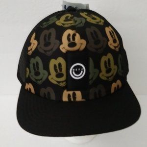 Disney Neff Black Brown Yellow Mickey Mouse Faces Hat
